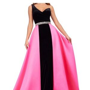 Chic One Shoulder Black and Pink Dress